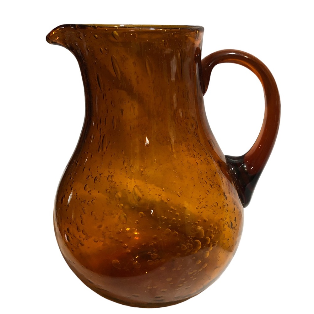 BIOT Amber Captured Bubbles Glass Pitcher